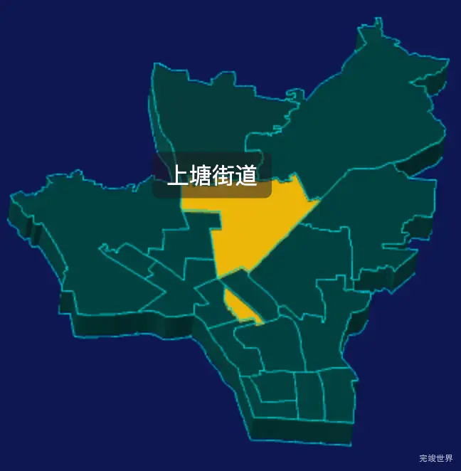 threejs杭州市拱墅区geoJson地图3d地图指定区域闪烁